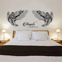 angel wall art sticker with angels watch over me quote bedroom lounge wall art
