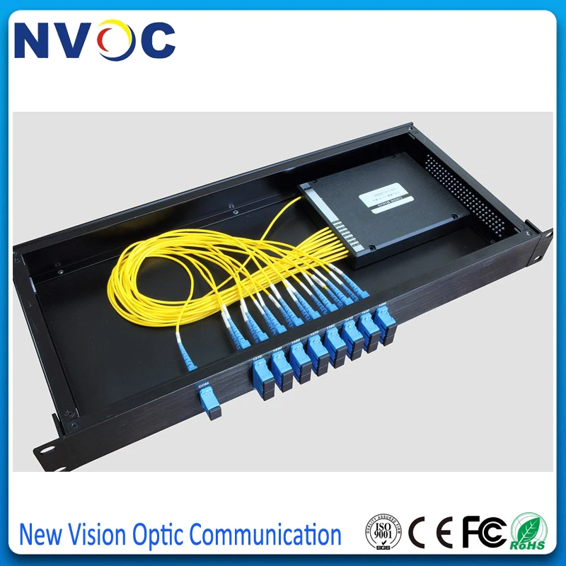 Стойка 1U 19 дюймов 8 + 1CH CWDM Mux Demux Al Rack Dual Fiber SC/UPC 1470nm-1610nm волоконно-оптическая