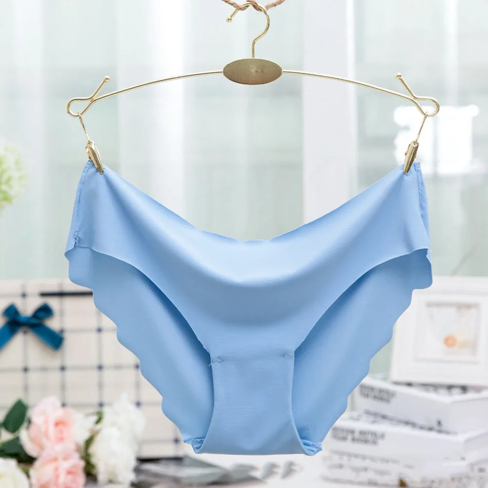 Шелковые женские бесшовные мягкие трусы ультра тонкие трусики с низкой талией