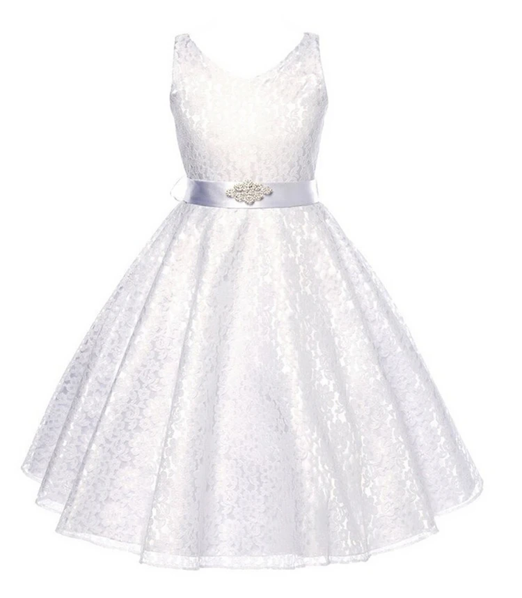 

New 2016 Summer Children Girl Sleeveless Lace Dress Toddler Kids Clothes Cotton Baby Party Princess Dresses For Girls 4-12Years