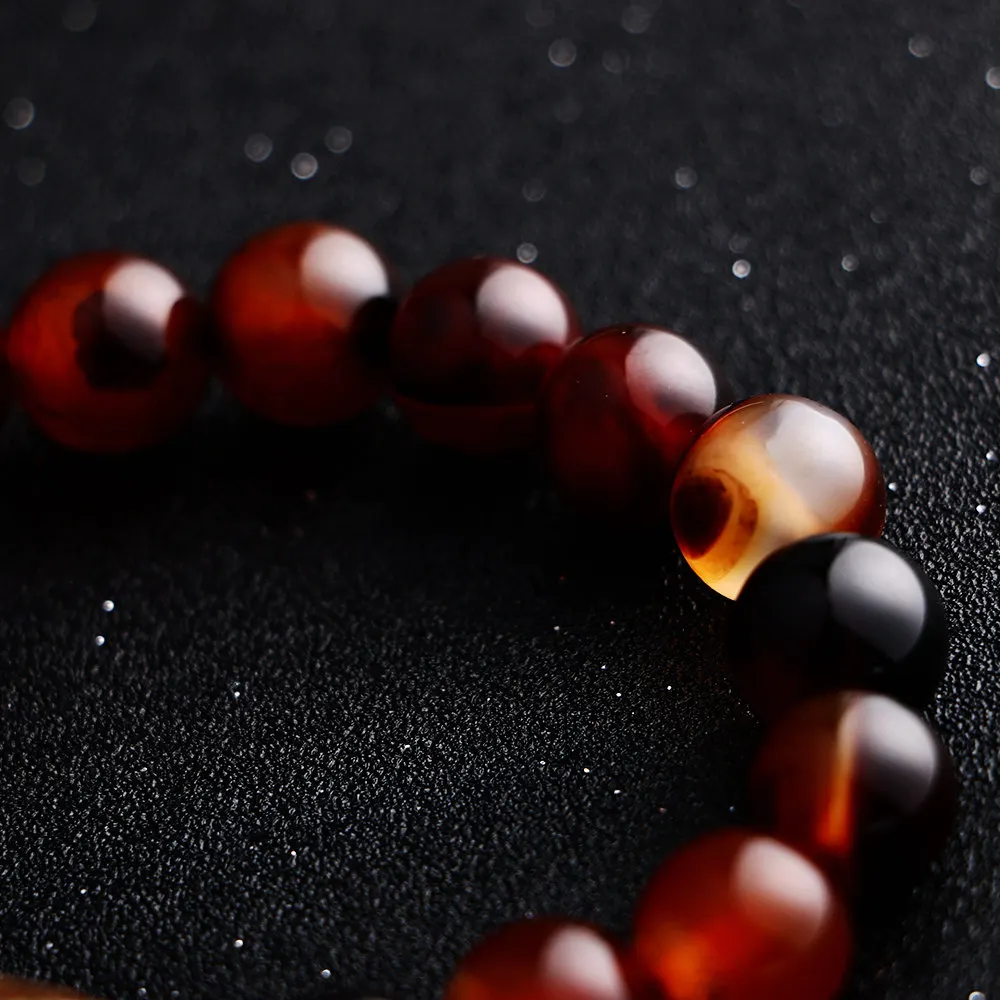 Женский и мужской эластичный браслет из натурального агата чакры Longan Dzi