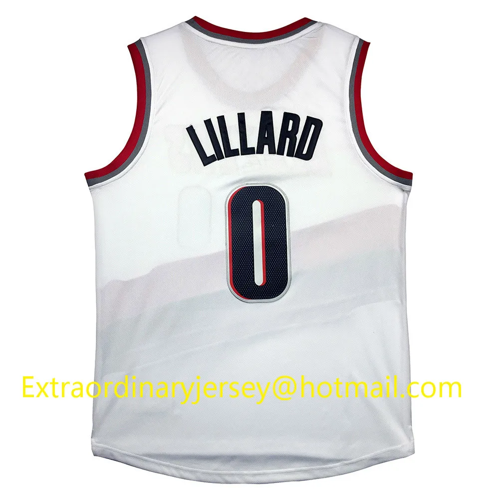 Мужская Майка Дамиан Лиллард #0 молодежь джерси Ребенком Баскетбол Джерси