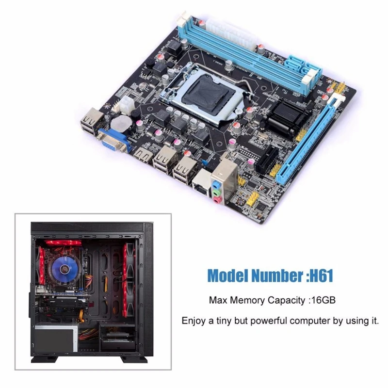 H61 Desktop Computer Mainboard Motherboard 1155 Pin CPU Interface Upgrade USB2.0 DDR3 1600/1333 for Intel Core i7/i5/i3 | Компьютеры и
