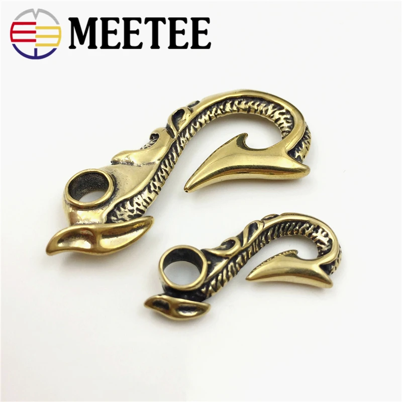 Медные пряжки Крючки Meetee из твердой латуни 2 шт. s образная застежка брелок с