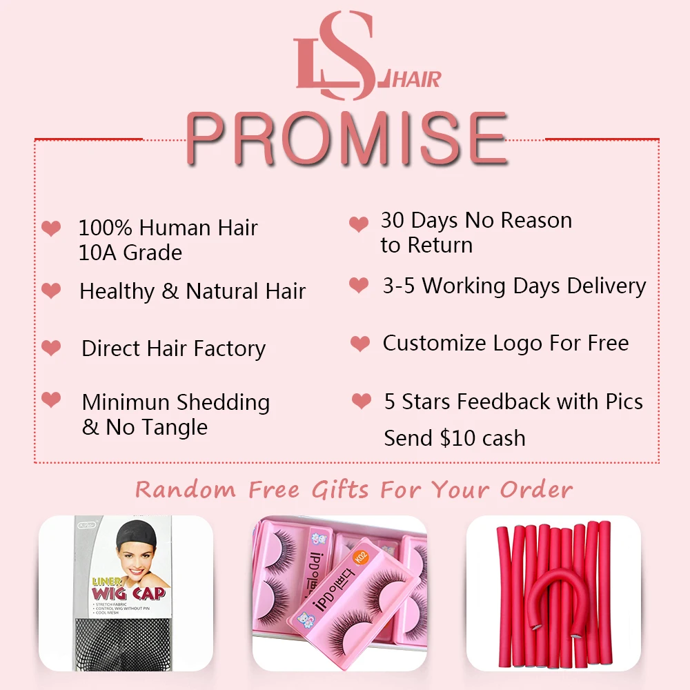 LS волосы индийские для наращивания волос глубокая волна уха до Кружева