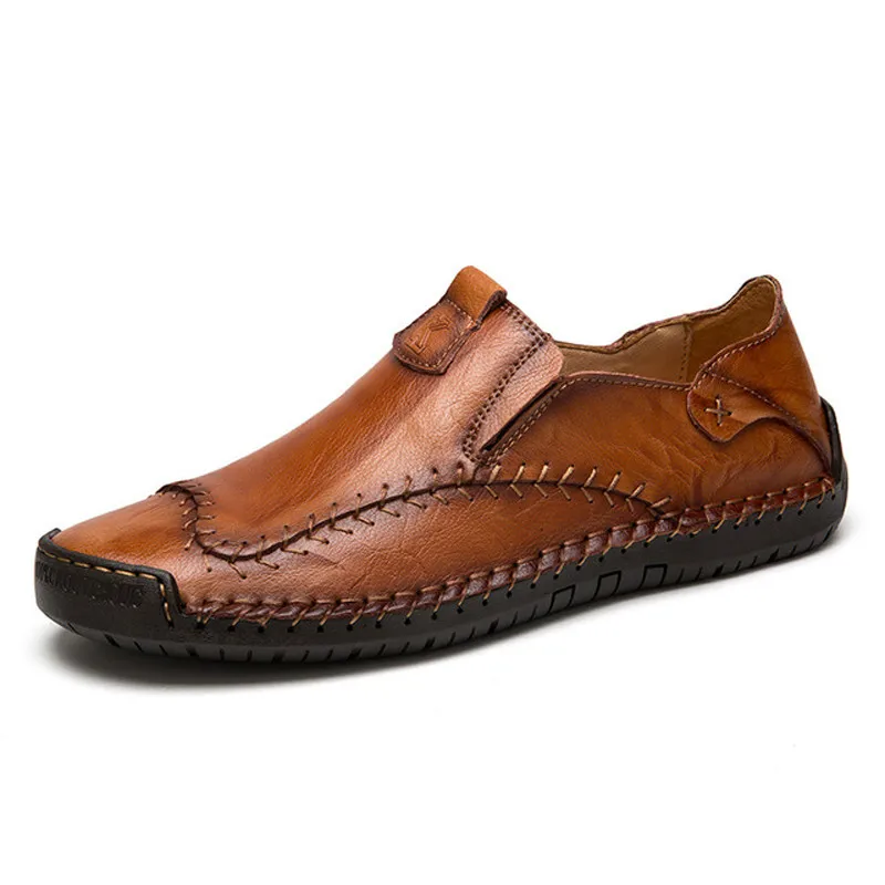 Big Size Men Genuine Leather Shoes Casual Soft Loafers Mens Moccasins Flat Boat Walking Driver Footwear M555 | Обувь