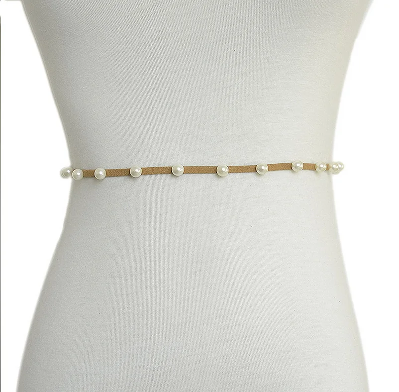 Женский эластичный кружевной пояс с жемчугом черный роскошный брендовый