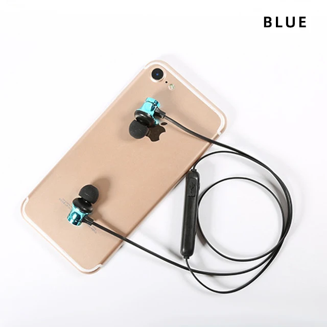 XT11 Blue Wireless Bluetooth Earphones Metal Magnetic Stereo sports Bass Cordless Headset Earbuds With Microphone Earphones for all phone - Цвет: XT11 Blue