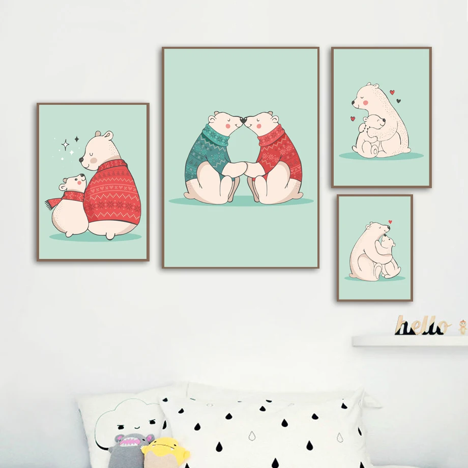 

Cartoon Loving Heart Bear Nordic Posters And Prints Wall Art Canvas Painting Wall Pictures Kids Room Baby Boy Girl Room Decor