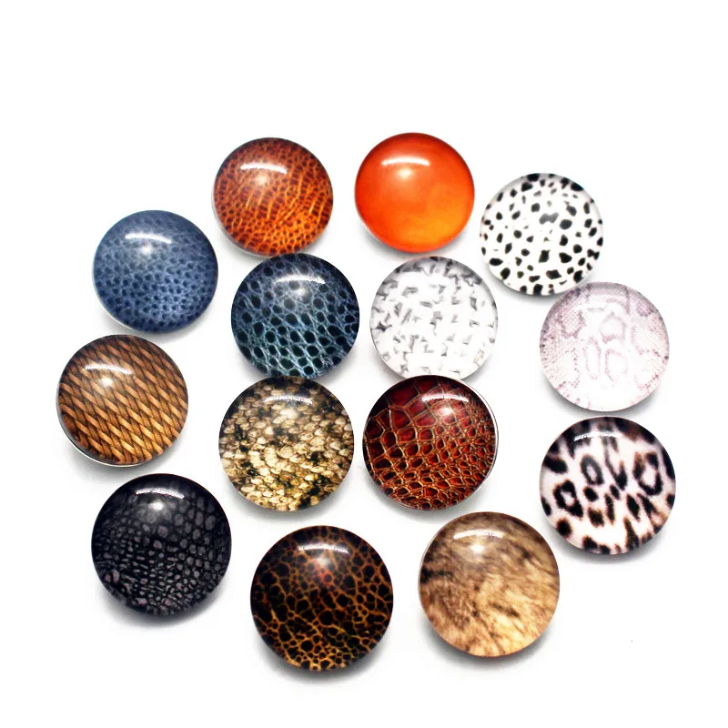 Новое поступление 20 шт./лот змеиная кожа кнопки амулеты 18 мм с принтом животных