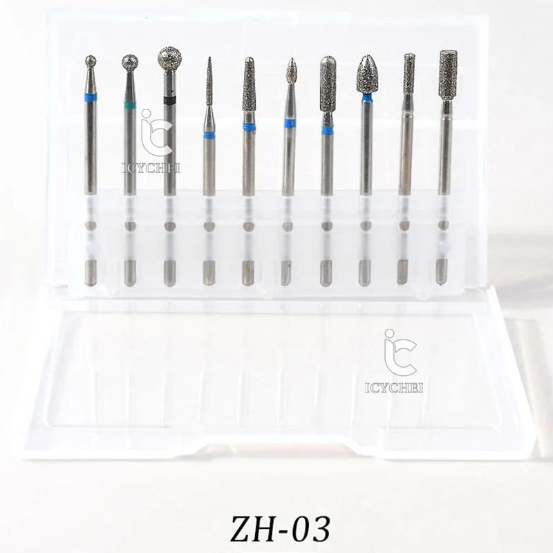 

ICYCHEER 10pcs Nail Drill Bit Ceramic Tungsten Carbide Diamond Head Manicure Bullet Bits Accessory Manicure Tools