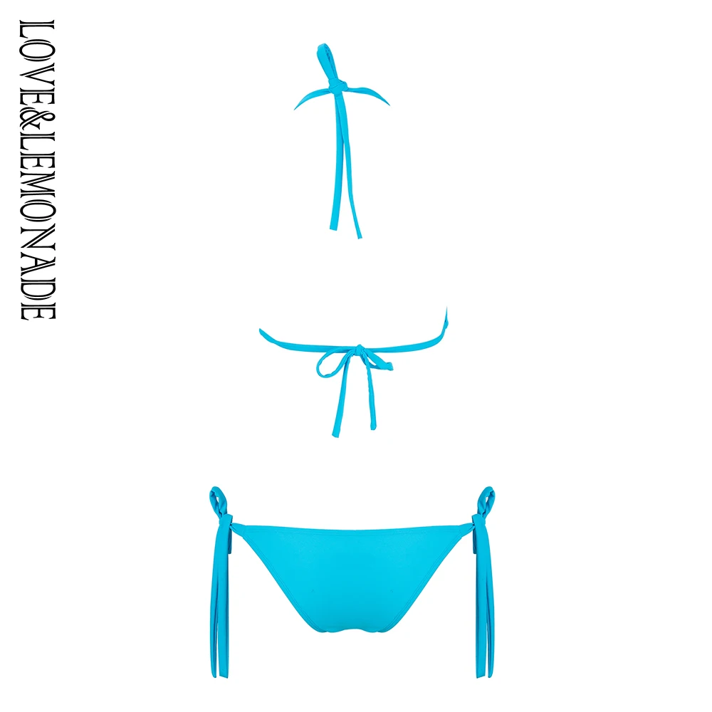 Женское пляжное бикини LOVE &amp LEMONADE голубое разноцветное из бисера модель LM1095 |