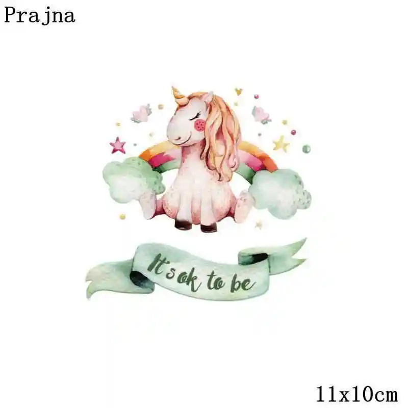 Prajna, с единорогом железа на мультфильм Симпатичные леггинсы, декоративные заплаты тепла винил переводы Радуга Термальность Стикеры на Костюмы "сделай сам" для детей Детская футболка с аппликацией - Цвет: Лимонно-желтый
