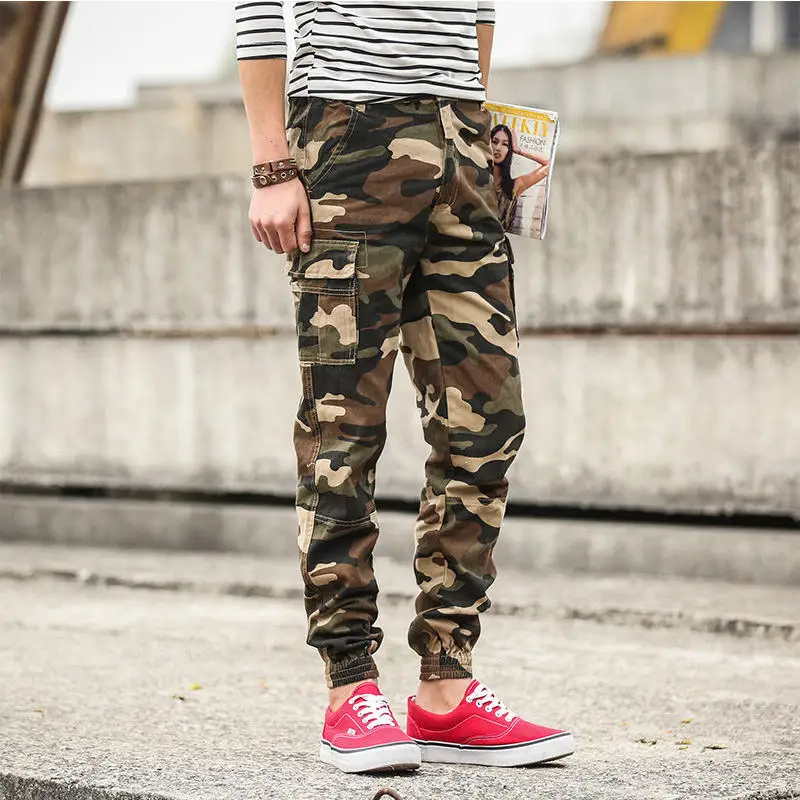 Новые мужские модные камуфляжные армейские хаки хлопковые облегающие брюки