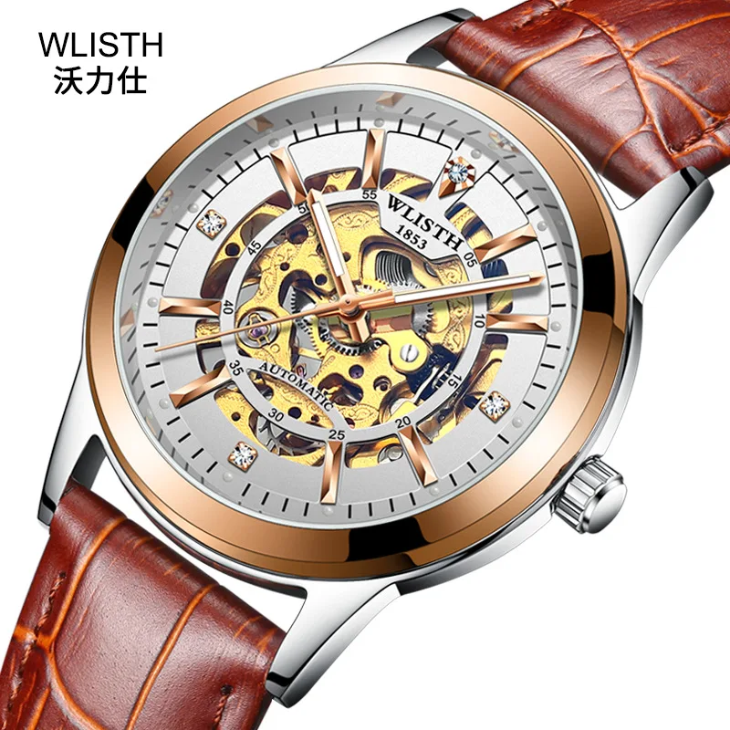 2019 Wlisth Top Brand Men's Business Luxury Clock Hollow-out Automatic Mechanical Watch Nightlight Waterproof Leisure Watches