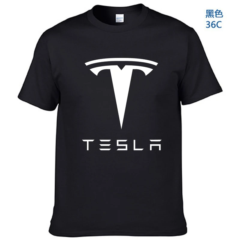 2018 Новые мужские футболки Tesla с коротким рукавом и круглым вырезом хлопковые