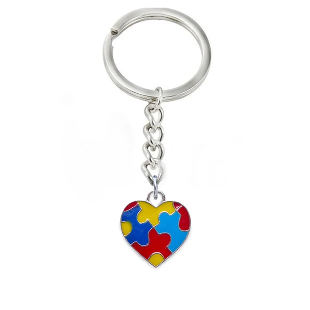 Eco Friendly Metal Alloy Hearts Styles Jigsaw Puzzle Piece Autism Awareness Charm Keychains &amp Key Rings | Украшения и