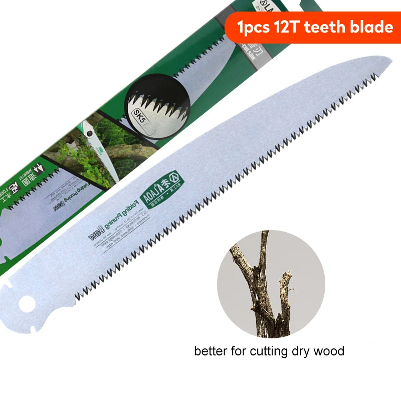 1 blade-12T teeth LAOA 10 дюймов 7 T/9 T/12 T деревянная Складная пила для кемпинга SK5 прививка секатор для деревьев измельчитель садовые инструменты нож - Цвет: 1 blade-12T teeth