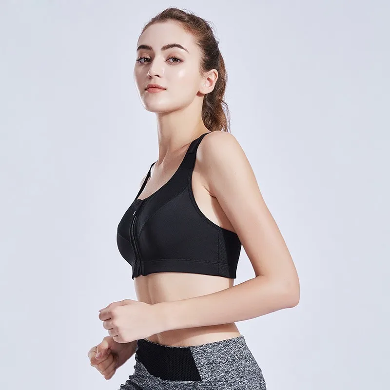 Спортивный бюстгальтер пуш ап на молнии ударопрочный женский для фитнеса и йоги