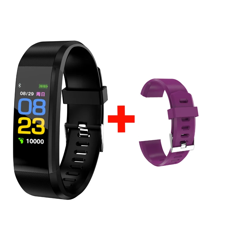 black ad purple Новинка, умные часы для мужчин и женщин, монитор сердечного ритма, кровяное давление, фитнес-трекер, умные часы, спортивные часы для ios android с коробкой - Цвет: black ad purple