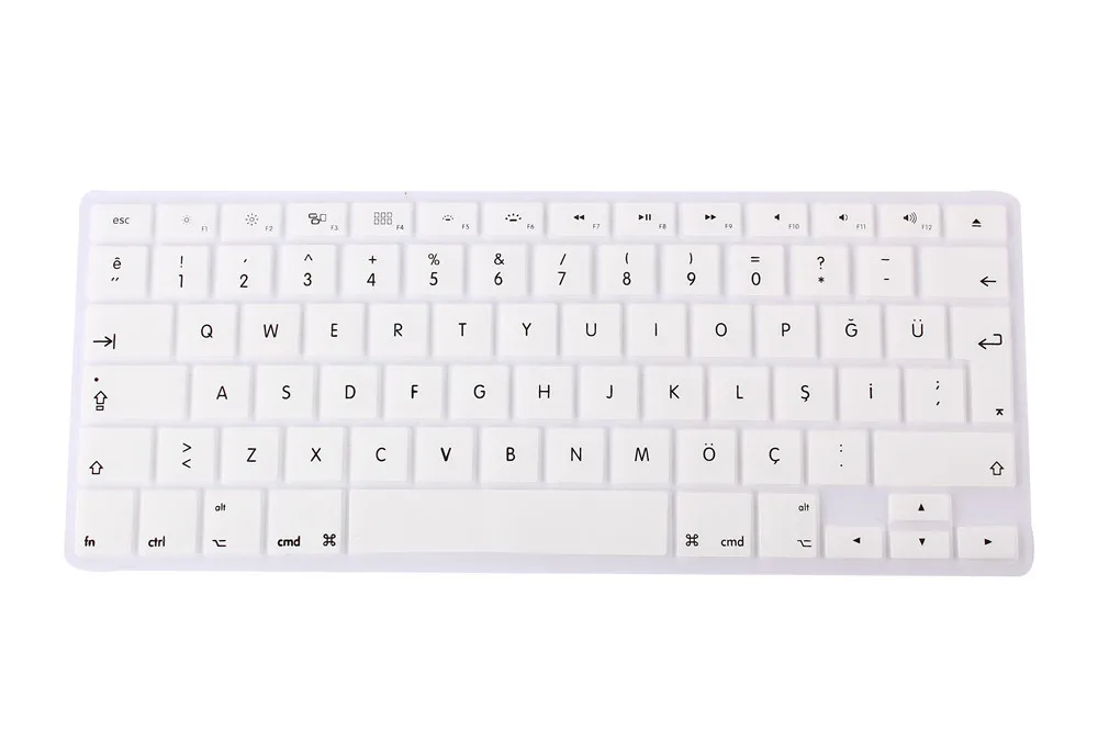 Turkish Letters Keyboard Protector for Macbook Air Pro Retina 13" 15" 17" Laptop Skin Covers for Mac book 13 15 EU Euro Version - Цвет: White