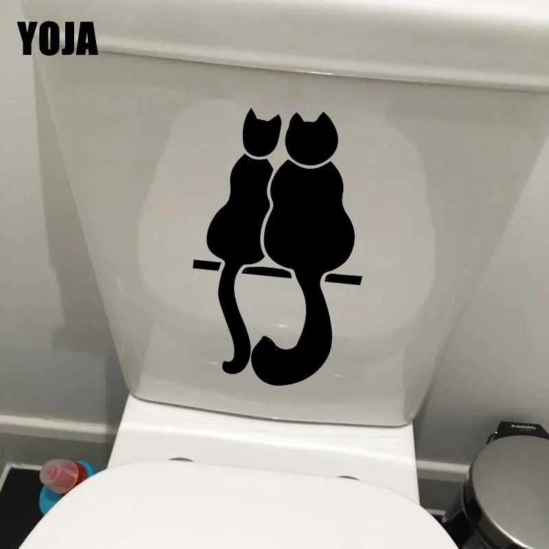 YOJA 14.1X23.1CM WC наклейки для унитаза милый кот лежак домашнее украшение Стены Стикеры