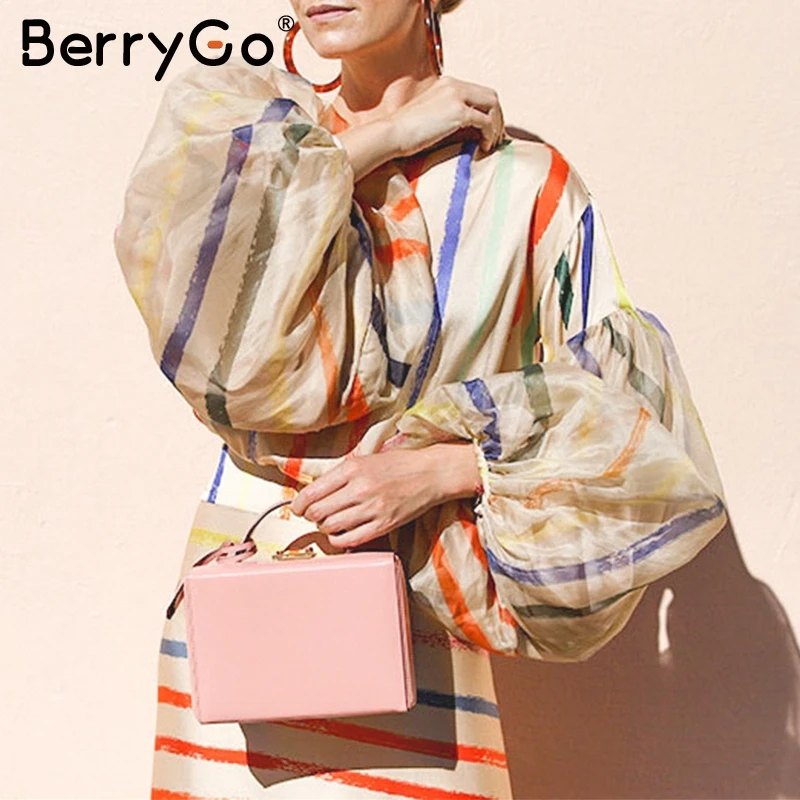 BerryGo богемные женские рубашки платье с рюшами в полоску асимметричное женское