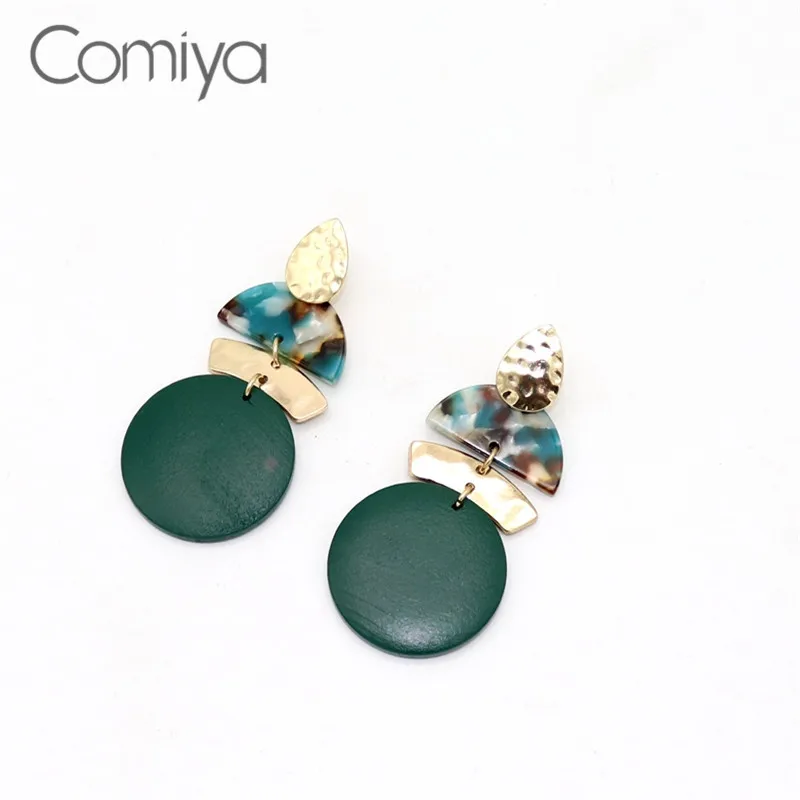 Массивные серьги Comiya для женщин, золотой цвет, цинковый сплав, дерево, круглые подвески, аксессуары, индийские ювелирные изделия, подвеска и серьги-подвески