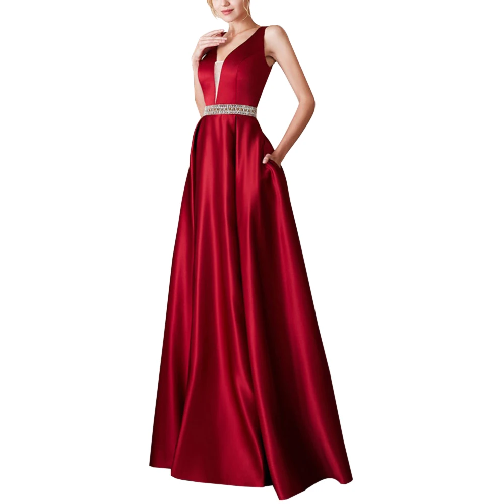 New Fashion Women's Sexy Backless Club Dress Long Wedding Party Sleeveless V-neck | Женская одежда