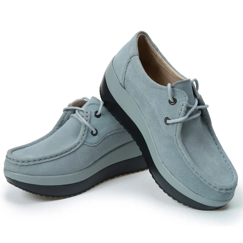 

2020 Autumn Women Flat Platform Loafers Shoes Lace-Up Ladies Suede Leather Hollow Casual Shoes Slip on Flats Moccasins creepers