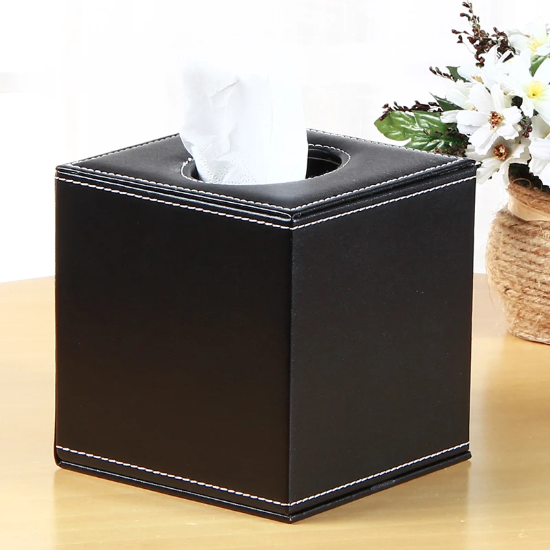 

European style square tissue boxes PU leather tissue cover box box for napkin stissue covers Tissue storage box for home PZJH039