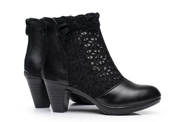 Женские черные ботильоны из натуральной кожи на шнурках осень и весну 2019|ankle boots for