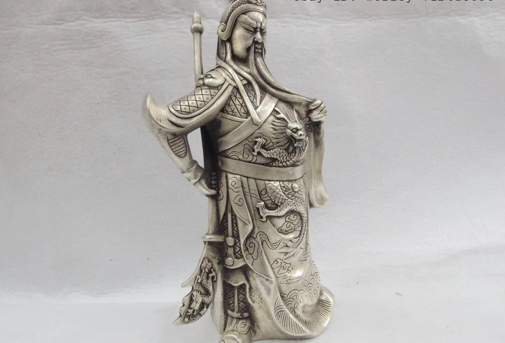 10 Китайский традиционный белый медный Серебряный Дракон Гуань Гун гуанью воин