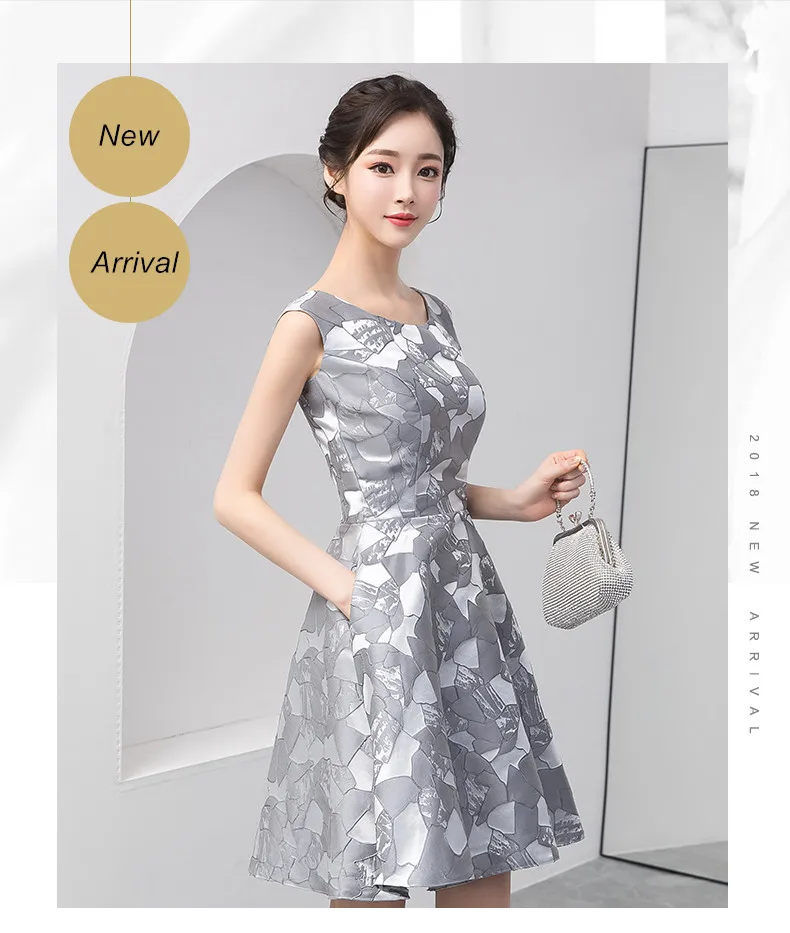 Robe de soiree, новинка, элегантное короткое вечернее платье с узором, официальное, для невесты, свадьбы, банкета, с круглым вырезом, vestido de festa, платья для выпускного вечера