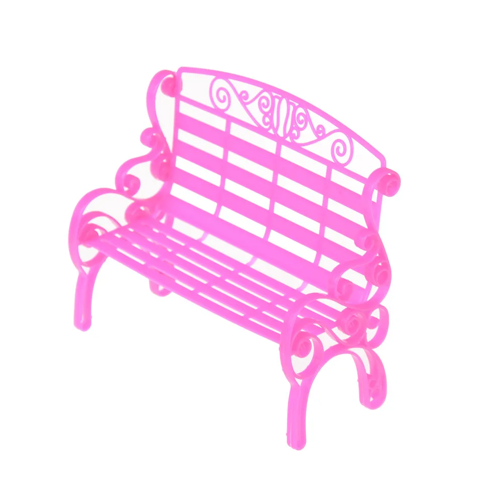 Розовый пластиковый для сада парка Длинные кресла кукольный домик миниатюрные