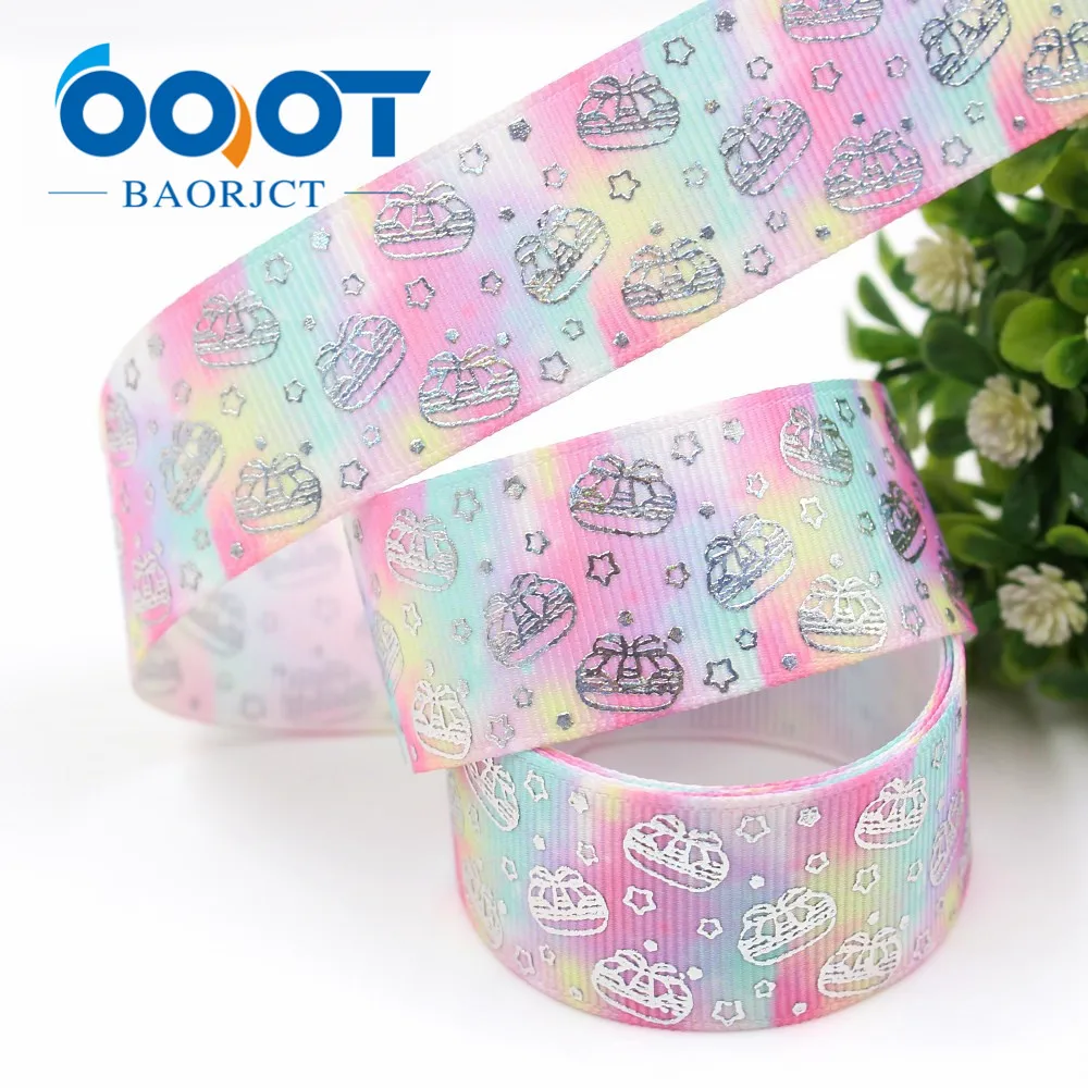 OOOT BAORJCT I-19326-749 10 ярдов 25 мм Лазерная Серебряная Милая мультяшная печатная лента из
