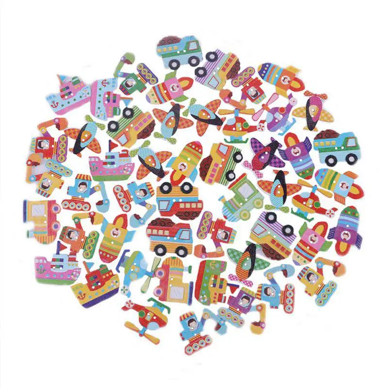 New 50Pcs Christmas Cartoon Pattern Wooden decorative Buttons For Scrapbooking Sewing Crafts Decoration