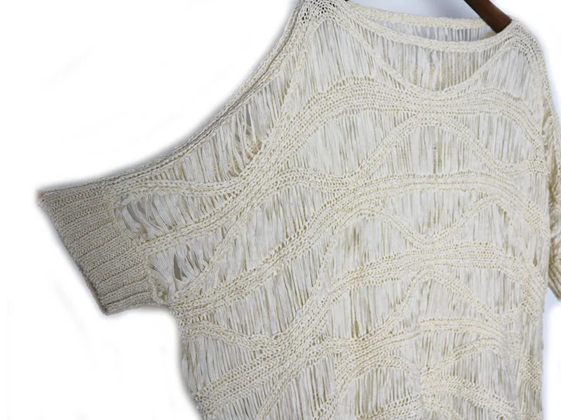 2018 Autumn Women Knitted Mesh Shirt Tassel Batwing Sleeve Loose Top Femme Korean Style Blouse Plus Size Clothing | Женская одежда