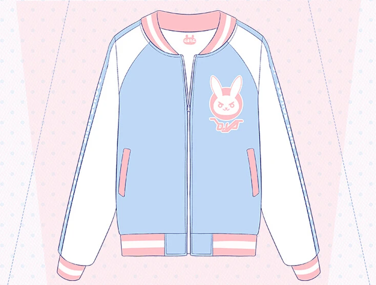 Женская толстовка для девочек Аниме-игра OW D.VA Небесно-Голубой Милый карнавальный