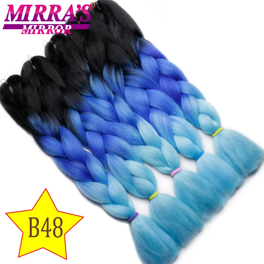 Mirra’s Mirror 5pcs Jumbo Braid Hair Crochet Braids Synthetic Hair Ombre Braiding Hair Extensions Three Tone 24inches - Цвет: B48