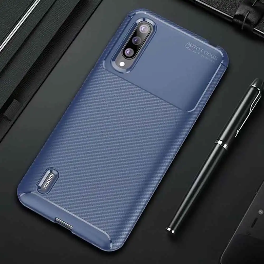 Для Xiaomi mi A3 A 3 чехол роскошный чехол из углеродного волокна противоударный чехол для телефона для mi 9 Lite CC 9 CC 9e Чехол Ультра подходит бампер оболочка - Цвет: Синий