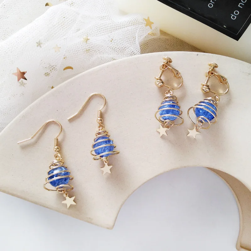 Простые спиральные лампы без пирсинга серьги светильник лампочка голубого неба