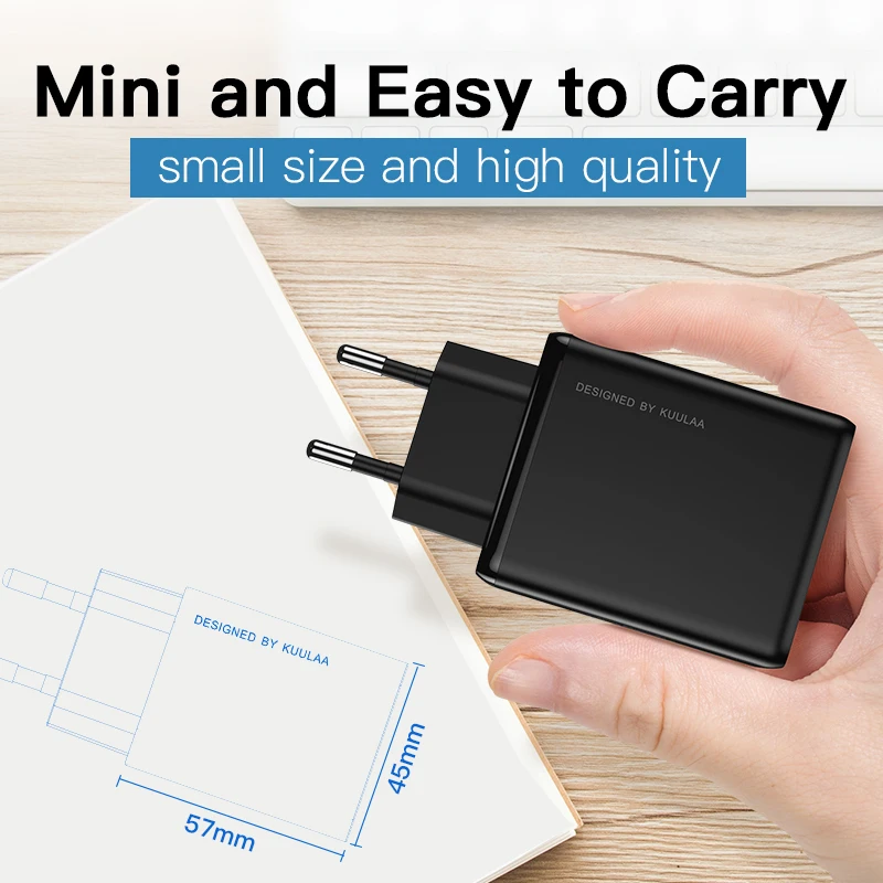 KUULAA Quick Charge 4 0 3 USB зарядное устройство 30 Вт QC3.0 PD Быстрая зарядка 2 разъем для