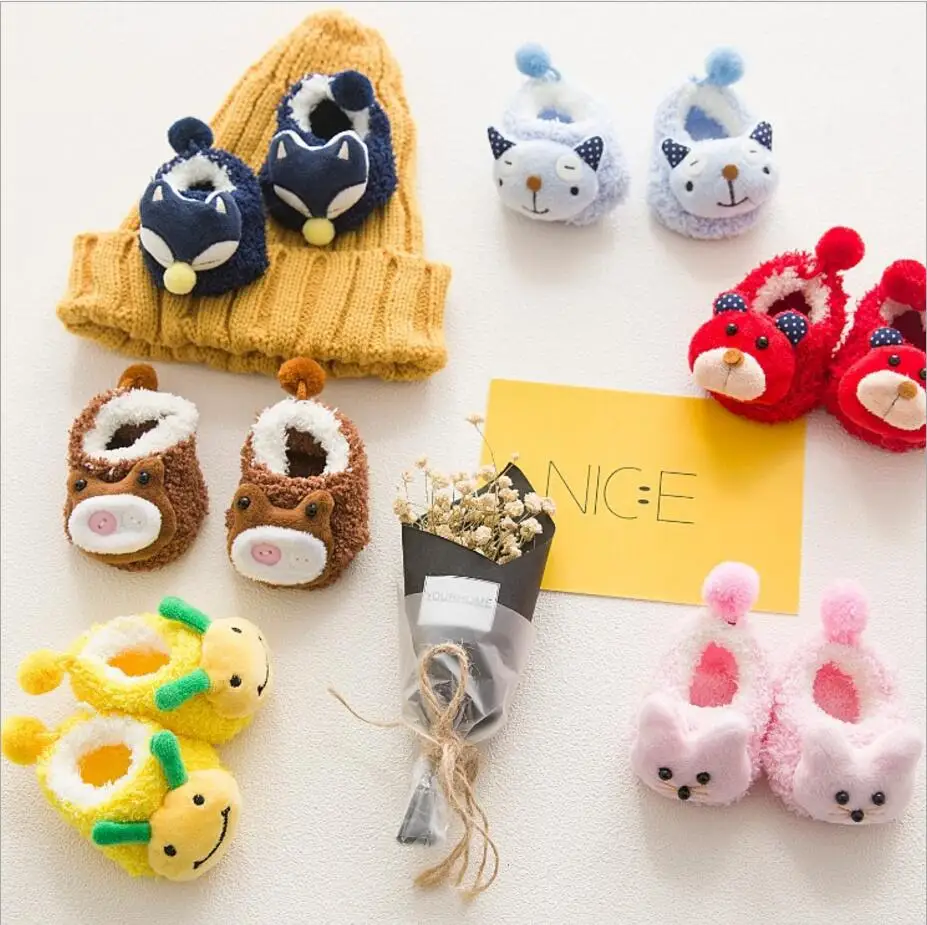 Baby Anti-slip Newborn 0-24Month Cotton Lovely Cute Shoes Animal Cartoon Slippers Boots Boy Girl Unisex Skid Rubber Sole Socks | Детская
