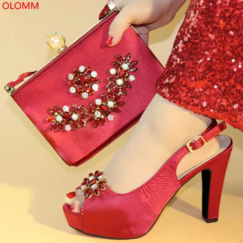 OLOMM/Очаровательная Итальянская обувь с сумочкой в комплекте со стразами розовый