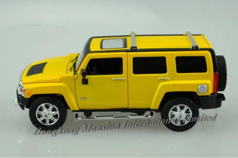 1:24 Масштаб металла литья под давлением роскошная модель автомобиля SUV для Hummer H3 коллекция класса кросс-кантри внедорожный автомобиль игрушки звуковой светильник