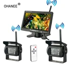 Автомобильная Беспроводная инфракрасная камера OHANEE, 4 камеры ночного видения, водонепроницаемая камера с 7-дюймовым монитором заднего вида для автофургона, грузовика, автобуса, парковочной системы