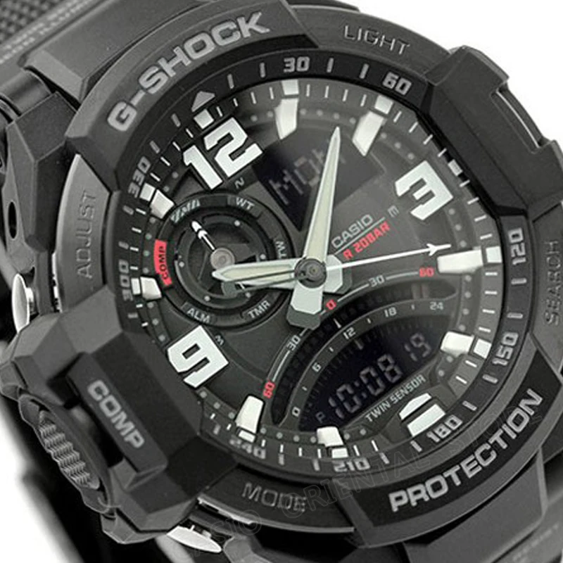 Оптическими зумом Casio G SHOCK часы Для мужчин двойной Дисплей Наручные календарь
