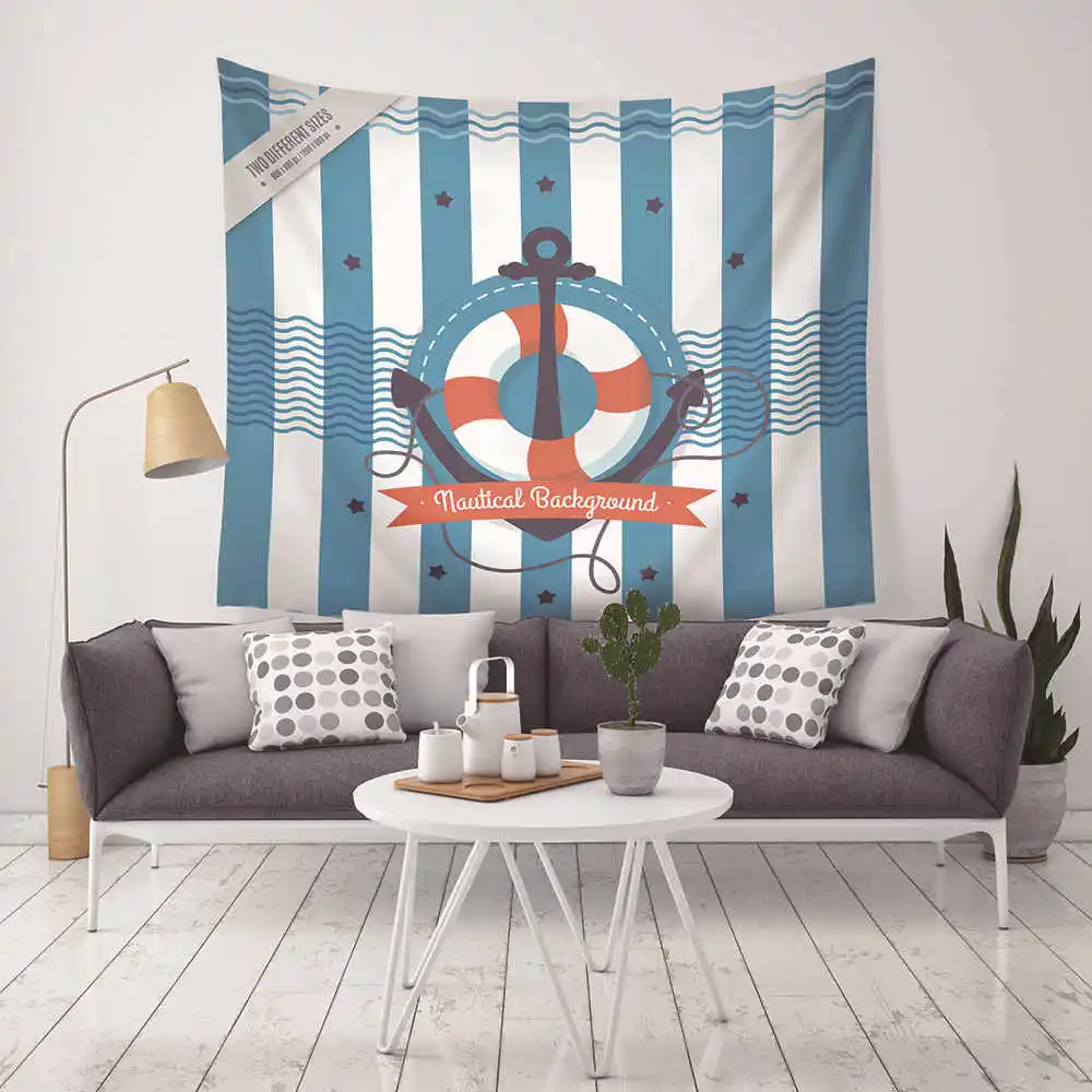 Новый Хлопок Лен японский стиль лодка якорь печатных Бохо Decoracion МАНДАЛА ГОБЕЛЕН