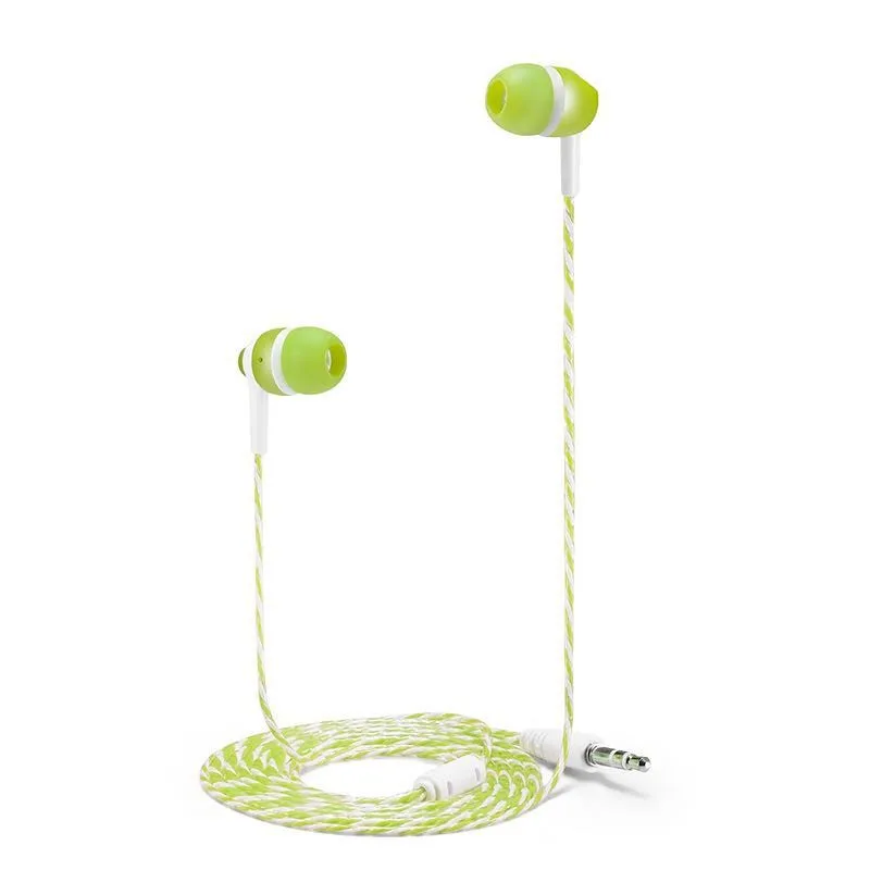 MP3/mp4 Roping стерео сабвуфер наушники в ухо Гарнитура вкладыши 1,1 м светоотражающие волокна ткань линия металлические наушники
